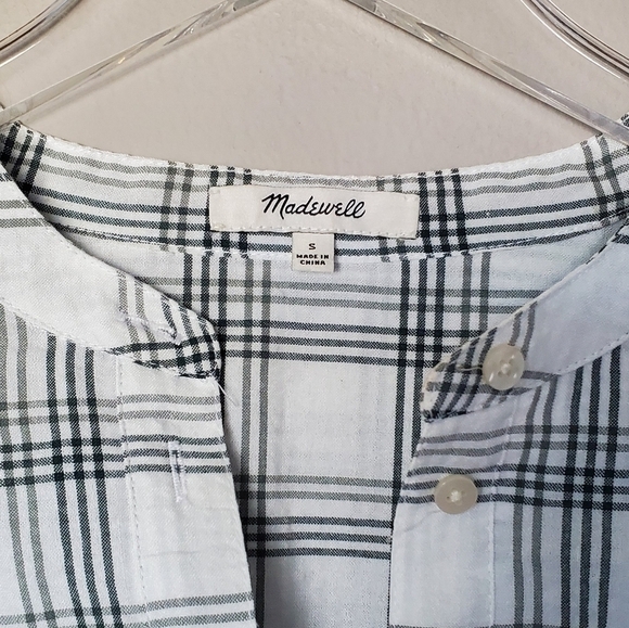 Madewell Plaid Ruffle-Yoke Shirtdress Windowpane NWOT - Picture 11 of 12